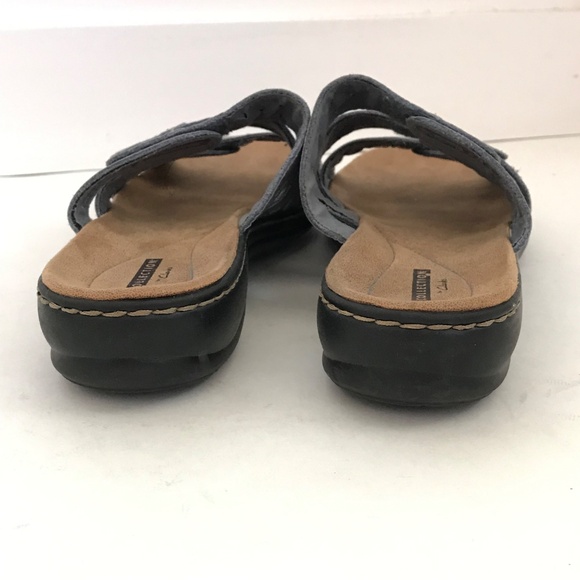 CLARKS Leather Comfort Sandals Leisa Cacti Q Slip On Slide Sandals Size 9.5 - Picture 11 of 16